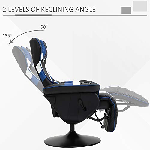 Vinsetto Gaming Chair, Racing Style Computer Recliner With Lumbar Support, Footrest And Cup Holder, Black/White/Blue #TOP2