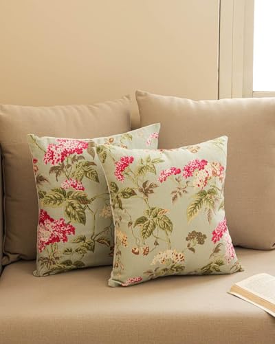 Image of Clasiko Set of 5 Cushion Covers 24x24 Inch - Duck Cotton Decorative Cushion Covers English Garden