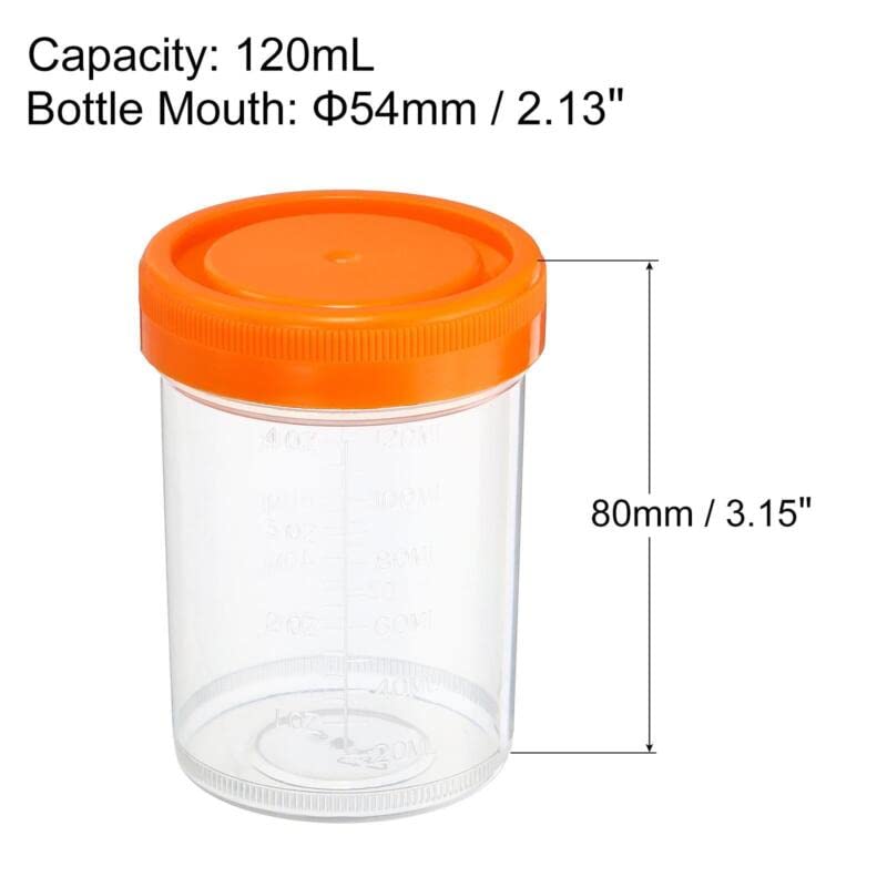 Tool parts 120mL Sample Cups 5Pcs Sample Container Leak Proof Screw Cap for Lab Home Orange