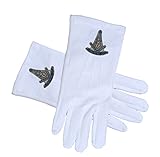 Masonic Past Master Ancient Compass Face Cotton Gloves - White (One Size Fits Most). Masonic Regalia Clothing and Formal Attire. (One Size Fits Most)