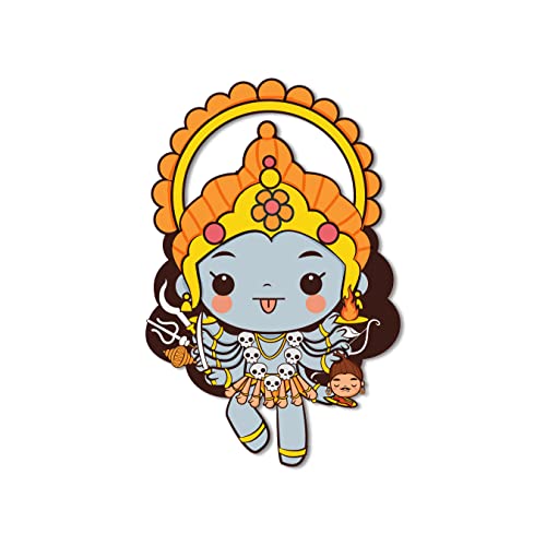 Image of Bhai Please Goddess Kali Wooden Fridge Magnet (Pack of 1) |Hindu God, Spiritual, Divine, Devotional, Housewarming Gift and Decorations