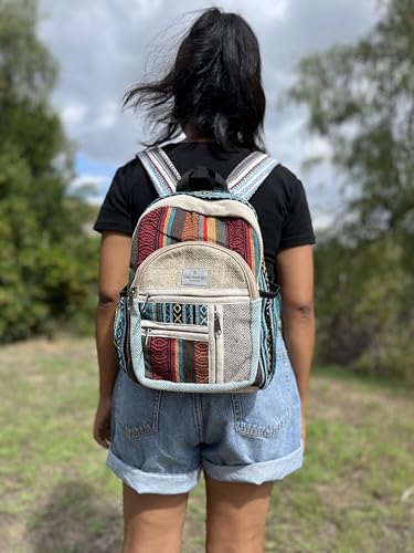 Small 13" hemp and cotton backpack, hippie backpack2