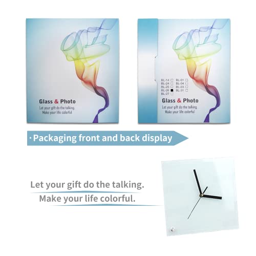 Mr.r 2 Piece 8'' Sublimation Blanks Glossy Glass Photo Frame Clock,Square Clock Picture Frame For Heat Transfer Printing,7.8X7.8 Inch #TOP2