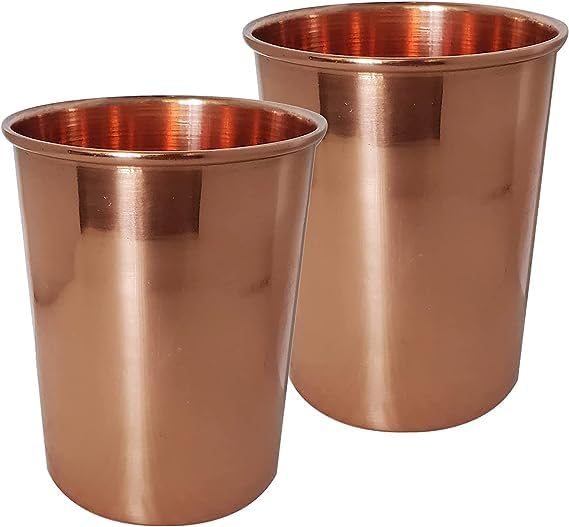 Hand Crafted Premium Quality Unlined 99% Pure Copper Cups Glasses Moscow Mule Tumbler Minimalist Design (2 pack of 99% Pure Copper Plain Glass) by TSSI Handicraft.