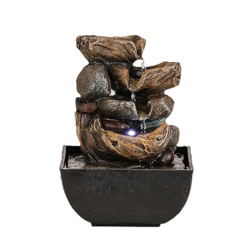Fuente de agua de mesa, fuente de escritorio de cascada alimentada por USB, decoración de humidificador para el hogar, oficina, sala de estar, dormitorio