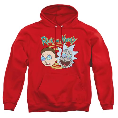 LOGOVISION Rick and Morty Blown Minds Unisex Adult Pull-Over Hoodie Red Large