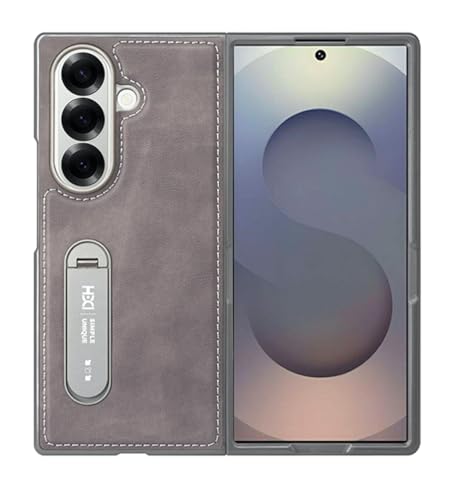 Image of BOUNCEBACK Vegan Leather Back Case Cover for Samsung Galaxy Z Fold 7 5g | Metal Kickstand Back Case Cover for Z Fold7 - (Titanium)