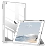 SQBEBS iPad 10.2 ケース iPad 第9世代 ケース 2021/ iPad 第8世代 / 第7世代 2020/2019 クリア透明アクリル製 ペンシルホルダー付き 軽量 薄型 衝撃吸収 自動スリープ/スリープ解除機能付き グレー