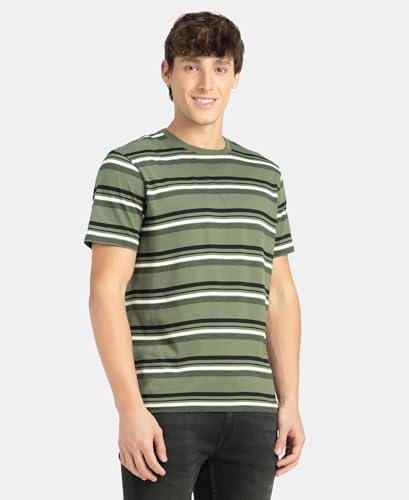 Image of Jockey 2715 Men Super Combed Cotton Rich Striped Round Neck Half Sleeve T-Shirt