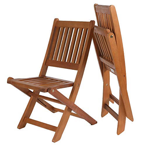 Lot de 2 chaises pliantes en bois d'eucalyptus huilé pour enfants - 34 x 63 x 46 cm (l x H x P)