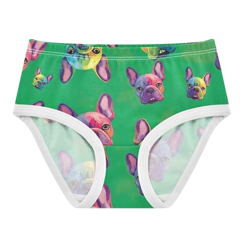Rainbow French Bulldog Green Girls Underwear Toddlers 2t Cotton Girl Panties Cute Florals Underpants Briefs