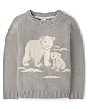 Gymboree,Boys,and Toddler Long Sleeve Embroidered Crew Neck Pullover Sweater,Gray Polar Bears,3 Years