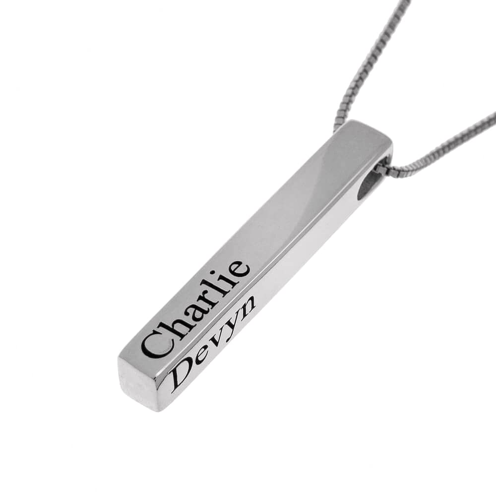 Personalized Name Necklace with Bar Pendant and Adjustable Chain - Cuboid Customized Name Necklace Man and Womens Design - Couples Necklace (Silver) (B0C7MZPW8B) Amazon Price History, Amazon Price Tracker