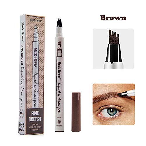 Yuxuan Eyebrow Tattoo Pen Microblading Eyebrow Pencil with a Micro-Fork Tip Applicator Creates Natural Looking Brows Effortlessly and Stays on All Day(1 pc/set,Reddish Brown)