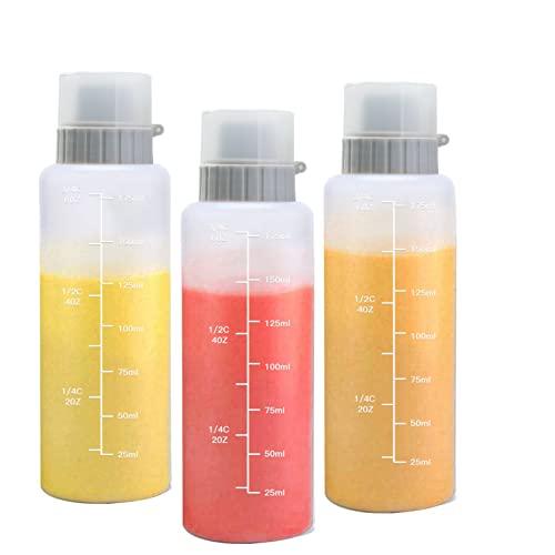 RICHSUM 3er-Pack Quetschflaschen für Soßen mit Drehverschlusskappen - Nachfüllbar für heiße Soßen, Barbecue-Soße, Öl, Gewürze, Salatsaucen, Senf, Mayo (Fünf Löcher,175ml)