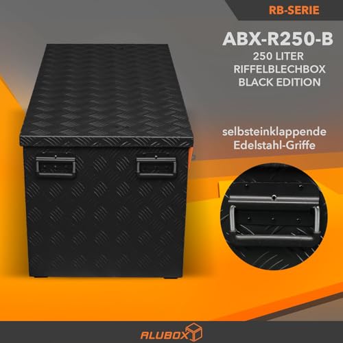 Alubox STRONG - BLACK EDITION ABX-R250 Aluminium Transportkiste aus 3mm Riffelblech 250 Liter in schwarz