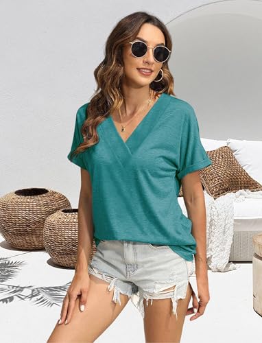 2PCS T Shirts Short Sleeve V Neck Tees Womens Fashion Tops Trendy Soft 2025 Casual Summer Spring Outfits Clothes