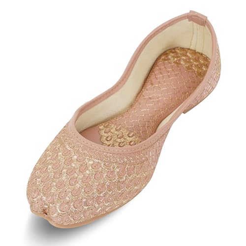 Image of Women's Embroidered Rajasthani Mojari Jutti | Ethnic Punjabi Juttis for Women & Girls | Flat Slip-On Footwear for Wedding, Festive & Casual Wear