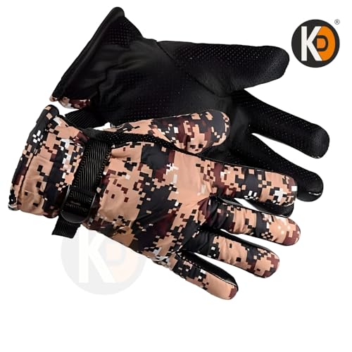 Image of K D Full Finger Winter Gloves for Men & Women with Fur Inside | Warm, Windproof, Waterproof, Scratch-Proof Thermal Gloves | Ideal for Biking, Riding & Cold Weather (Gloves Brown)
