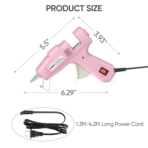 Image of ROMECH 20W Mini Hot Glue Gun with 90 Glue Sticks Set, Fast Preheating Hot Glue Gun Kit Heavy Duty Gluegun for Craft, DIY, Repairs (Pink)