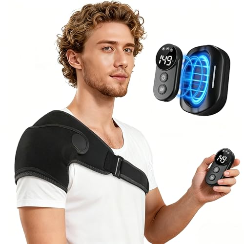 Cojín De Masaje De Hombro Inalámbrico,45 A 65 °C,5 Niveles De Calor Y Vibración,3 Niveles De Temporización,Batería 5000 Mah,Control De Pantalla Táctil,Para Hombres Y Mujeres (negro)