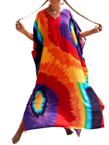 Image of Kaftan Dresses for Women Plus Size Summer Beach Dress with Print and Swim Cover Ups