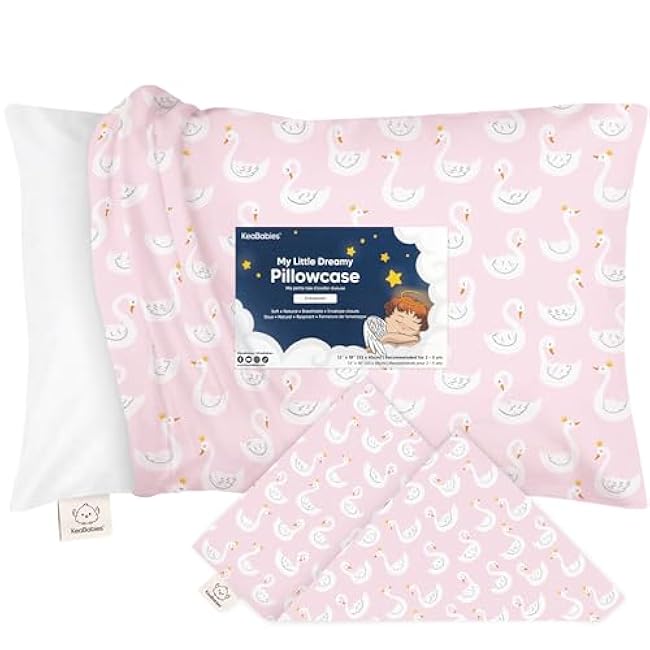 KeaBabies Toddler Pillowcase 13x18 - Organic Cotton Toddler Pillowcase for Kids, Boys, Girls, Soft & Durable Cotton Cover for Miniature Sleepy Pillows, Cute Colors,Pillow Sold Separately(Soft White)