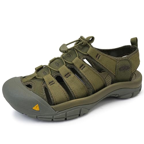 Mens Hiking Sandals Closed Toe Athletic Sport Sandals Leather Lightweight Casual Water Shoes