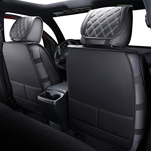 Image of Aierxuan Front Toyota Tacoma Seat Covers Waterproof Leather (Black-White)
