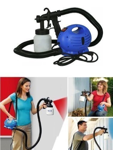 Image of Electric Paint Spray Gun, 650W Portable Airless Sprayer Machine with 800ml Tank, 3 Nozzle Tips for Walls, Furniture & DIY Home Painting Projects (7-Piece Kit, Blue)