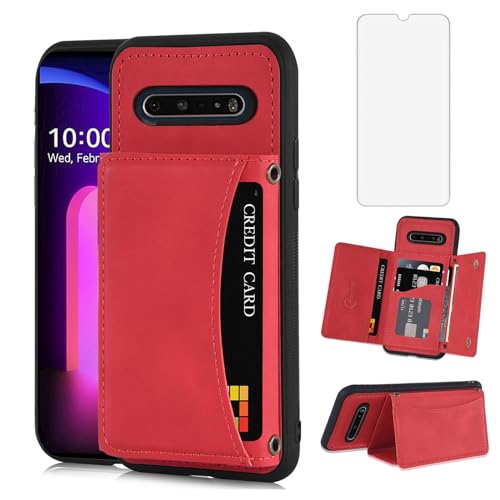 Accessoire LG V60 ThinQ 5G coque portefeuille cuir PU et film protection écran Asuwish