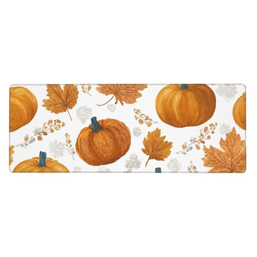 Tapis de souris grand format qui ne glisse pas 80x30 cm orange pour stabiliser votre clavier