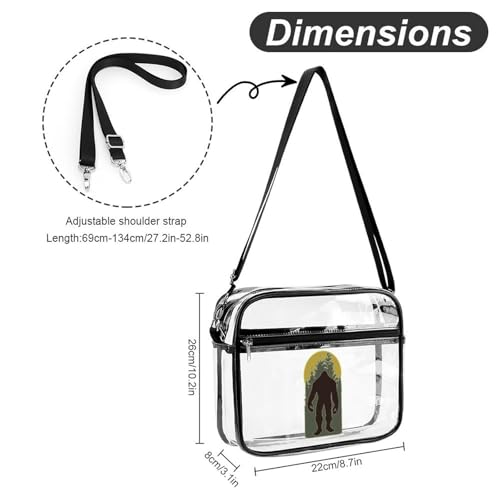 Woodsy Bigfoot Large Crossbody Bag Clear Stadium Bag Anti-Theft Side Shoulder Bags Messenger Bag with 2 Compartments2