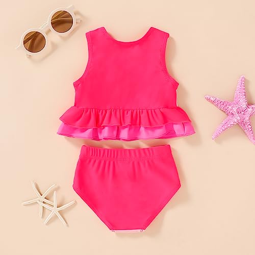 Image of YOUNGER TREE Toddler Baby Girls Summer Swimsuit Sleeveless Striped Swimwear Two-Piece Suit Beach Bikini