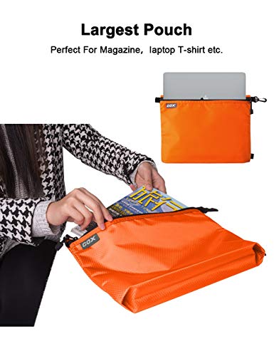 GOX 3 Pack Travel Toiletry Bag for Men Carry On Packing Organizer Zipper Pouch Portable Cosmetic Pouch Accessory Document Electronics (Orange)2