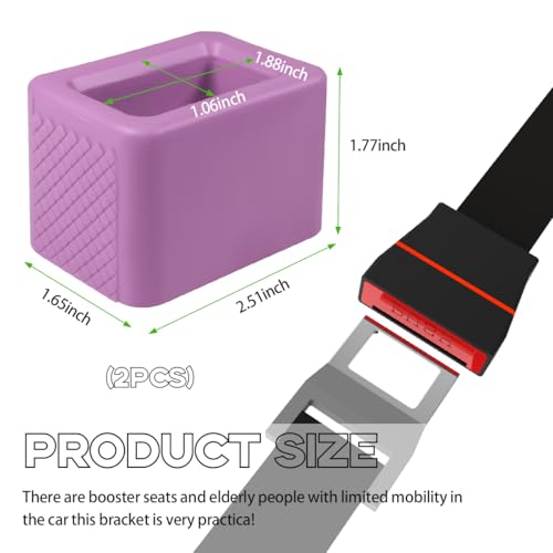 Image of Augeny 2 PCS Seat Belt Buckle Holder, Silicone Auto Rear Seatbelt Buckle Booster to Makes Receptacle Stand Upright for Easy Access, Universal Vehicle Seatbelt Buckle for Kids (Light Purple)