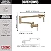Delta Faucet Traditional Brushed Gold Pot Filler Faucet, Delta Pot Filler Gold, Farmhouse Pot Filler Faucet Wall Mount, Potfiller, Brass Construction, Champagne Bronze 1177LF-CZ