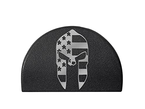 NDZ Performance Jentra JP-1 Grip Slug Plug for Glock 17 19 20 21 22 23 24 31 32 34 35 37 38 GEN 1-3 Custom Engraved - Spartan Helmet US Flag - Silver Paint Fill