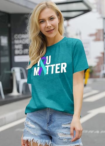 Women Suicide Awareness Shirt You Matter Print Tshirt Suicide Prevention Short Sleeve Tops4