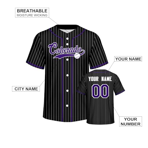 Custom Baseball Jersey Striped Button Down Shirt Personalized Add Any Name Number for Men Women Youth Kids miniatura 4
