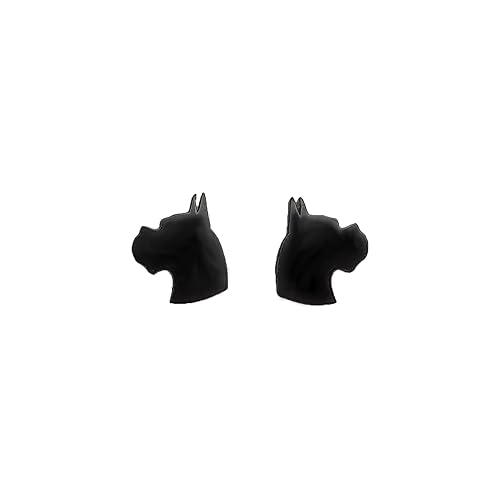 Adorable Handcrafted Simple Black Dog Stud Earrings made from Plant-Based Polymer Resin UnisexMen'sWoman'sChild Stainless Steel Posts (Boxer, Rose