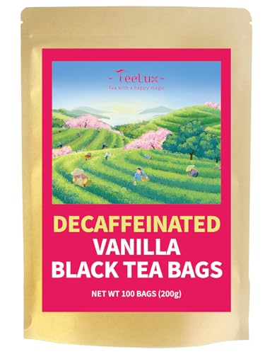 Image of TeeLux Decaf Vanilla Black Tea Bags, Decaffeinated Black Tea Blended with Vanilla, 100 Count