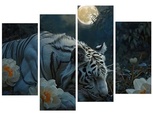 Diamond painting fleur et tigre pack de 4 kits de broderie diamant