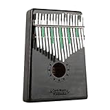 GECKO Kalimba 17 Key Thumb Piano with Hardshell Case Study Instruction Song Book tuning hammer for Beginners C Tone Tuned Black (Black)