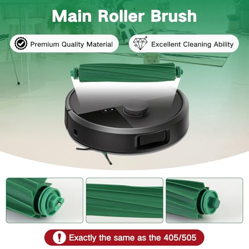 Image of Replacement Parts for Roomba 505X, Plus 405 /505 /507 Combo Robot Vacuum | 25 Pcs, 2 Roller Brushes, 4 Filters, 6 Mop Pads, 6 Side Brushes, 6 Vacuum Bags & 1 Cleaning Brush - Accessories Kit