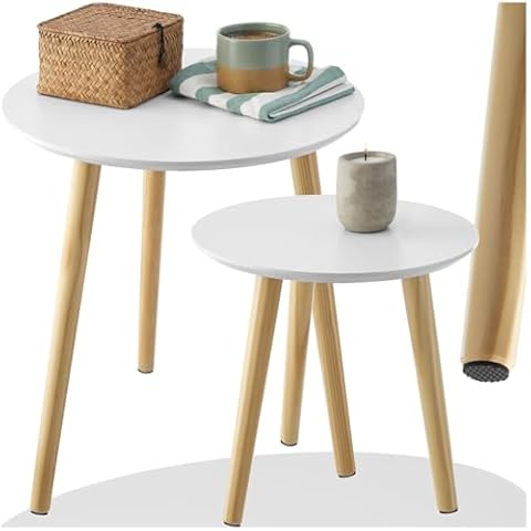 TecTake 2-Piece Minimalist Side Table Set Cover