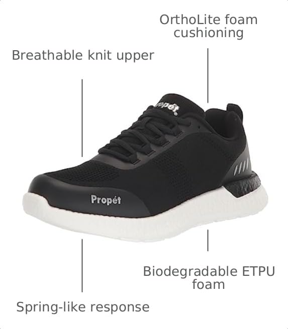 Image of Propet Mens B10 Usher Lace Up Sneakers Shoes Casual - Black
