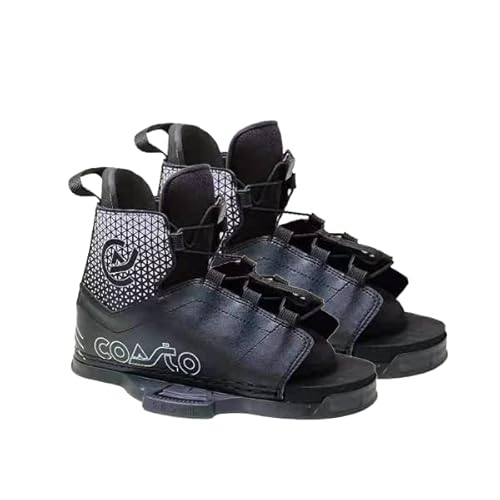 Coasto - Chausses Wakeboard Diamond - Pointure Réglable 39 à 46 - Boots pour Planche de Wake - Système de Verrouillage des Lacets - Chaussures Ouvertes - Homme et Femme - Noir Cover