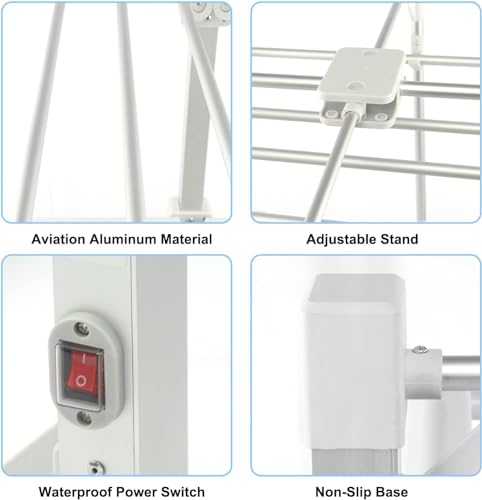 Easy Shopping® Electric Heated Clothes Airer Drying Rack 3-Tier Laundry Dryer 24 Rails Rack Indoor Horse Rack Foldable Garment Dryer for Home Apartment Drying Rack Clothing - Image 2