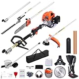 VEVOR 26cc Gas-Powered 7-in-1 Multi-Functional Pole Saw Tool — 12' Top-Handle Chainsaw with Extension Pole, Hedge Trimmer, Weed Eater/String Trimmer, Edger & Brush Cutter (3T/40T)